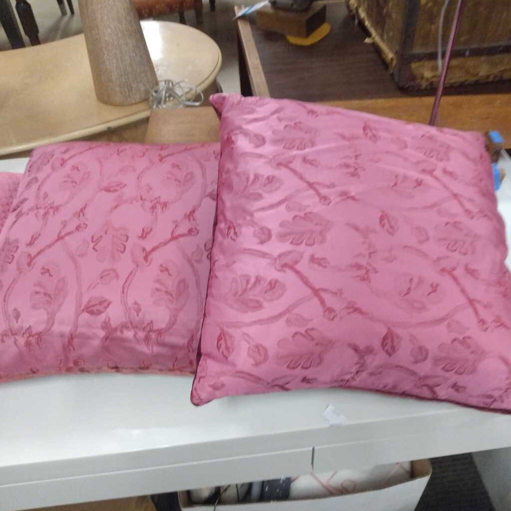 Pink Damask Botanical Pillow Velvet Back 20x20