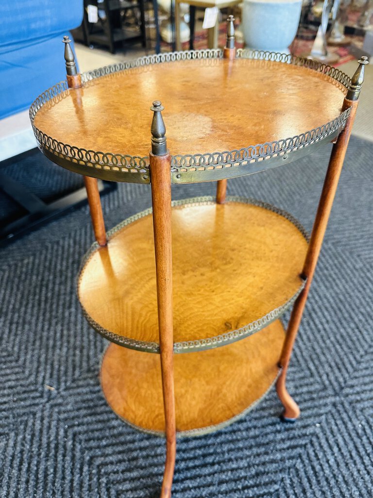 Vintage 3 Tier Side Table With Gallery Edges