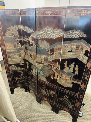 Chinese Folding Wooden Double Sided Screen