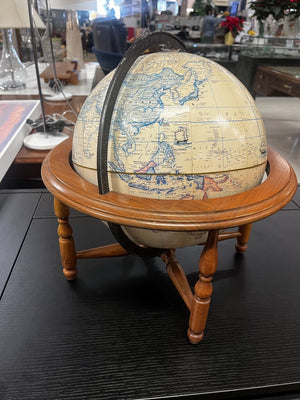 Vintage Rand Mc Nally Terrestrial Globe & Wood Cradle