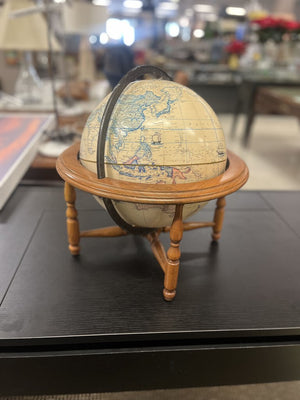 Vintage Rand Mc Nally Terrestrial Globe & Wood Cradle