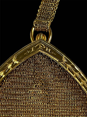 Victorian Era 14K Gold Mesh Purse Sapphire Cabochon Gold Bead Tassel 87.3g