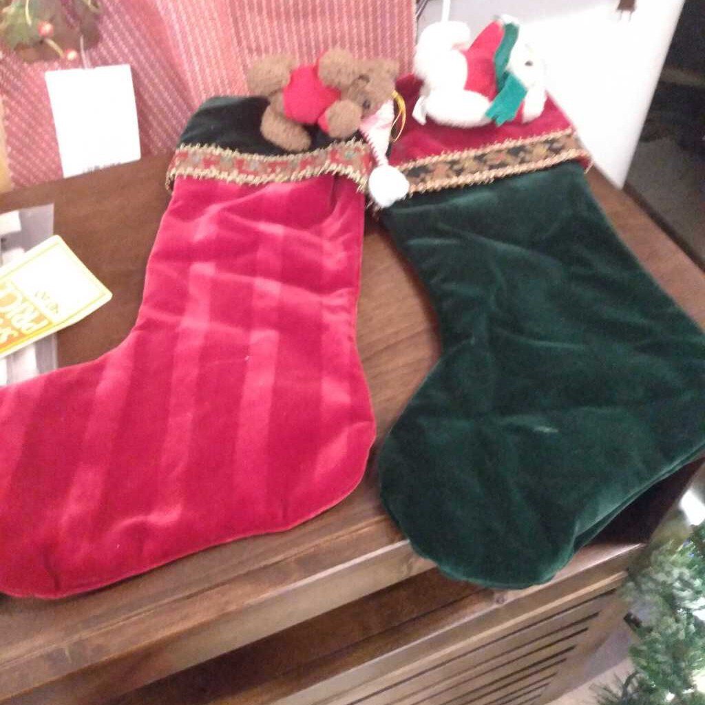 Red & Green Christmas Stockings (Pair)