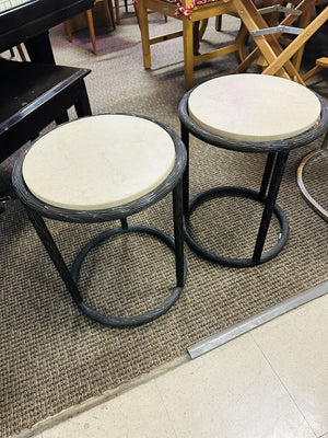 McGuire 16" Round Stone Top Side Table 20" H