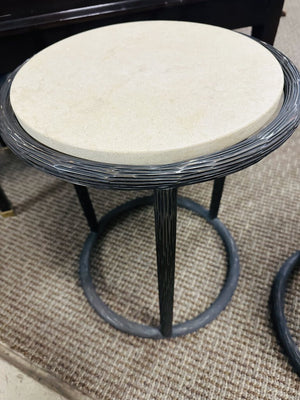 McGuire 16" Round Stone Top Side Table 20" H