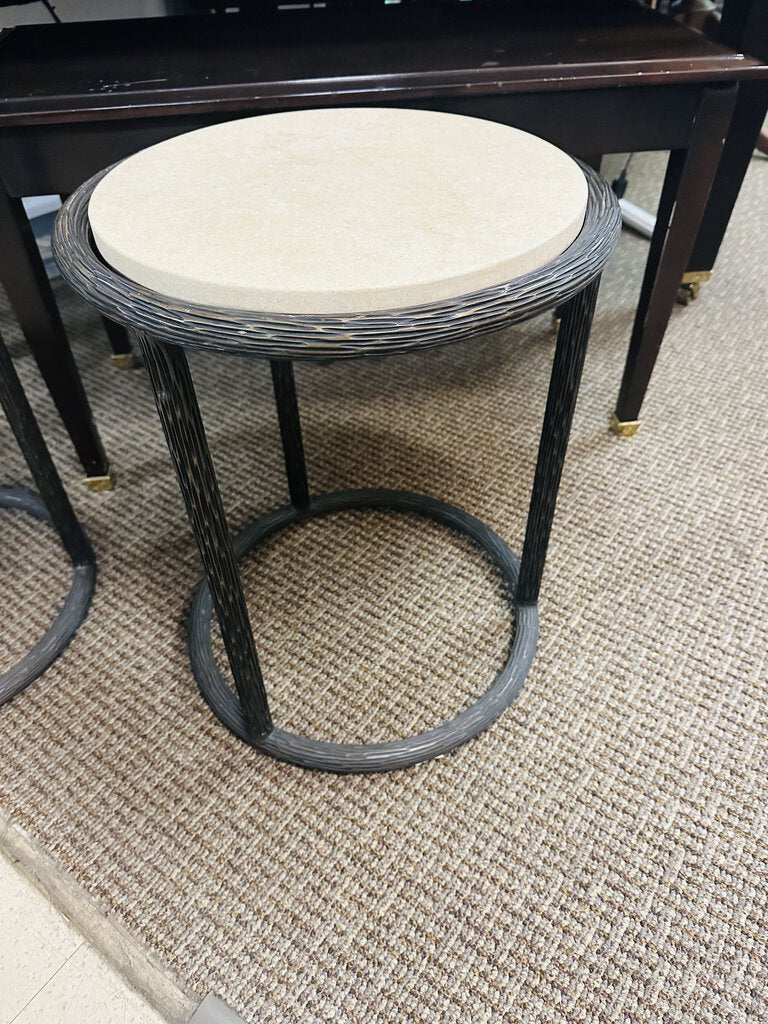 McGuire 16" Round Stone Top Side Table 20" H