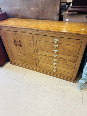 Custom Oak Filing Cabinet 51x15x30