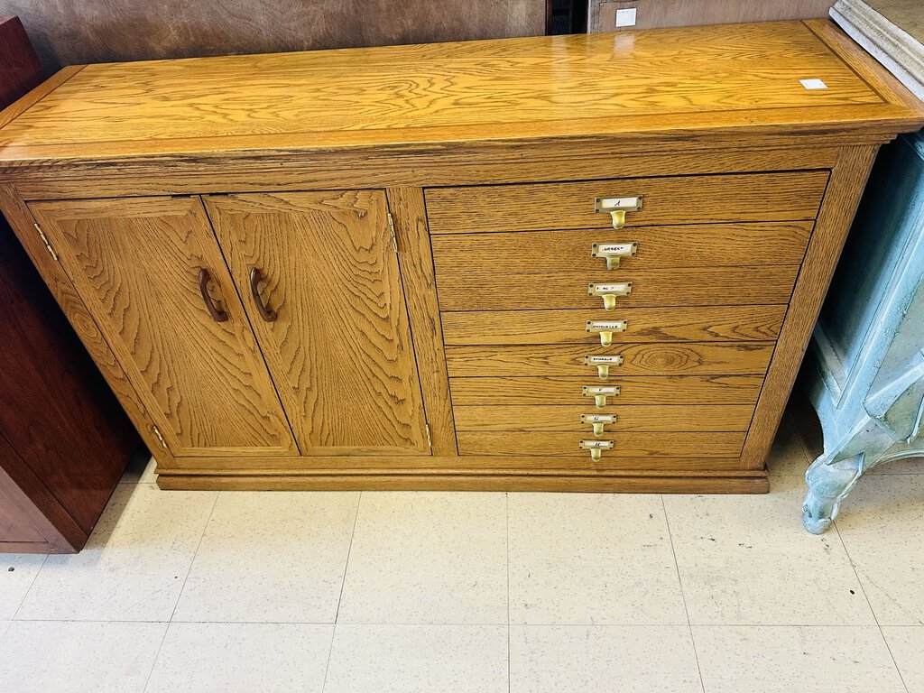 Custom Oak Filing Cabinet 51x15x30