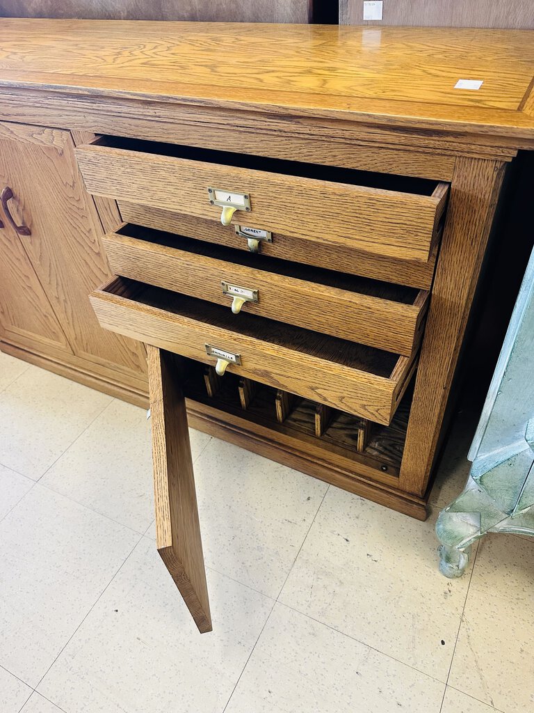 Custom Oak Filing Cabinet 51x15x30