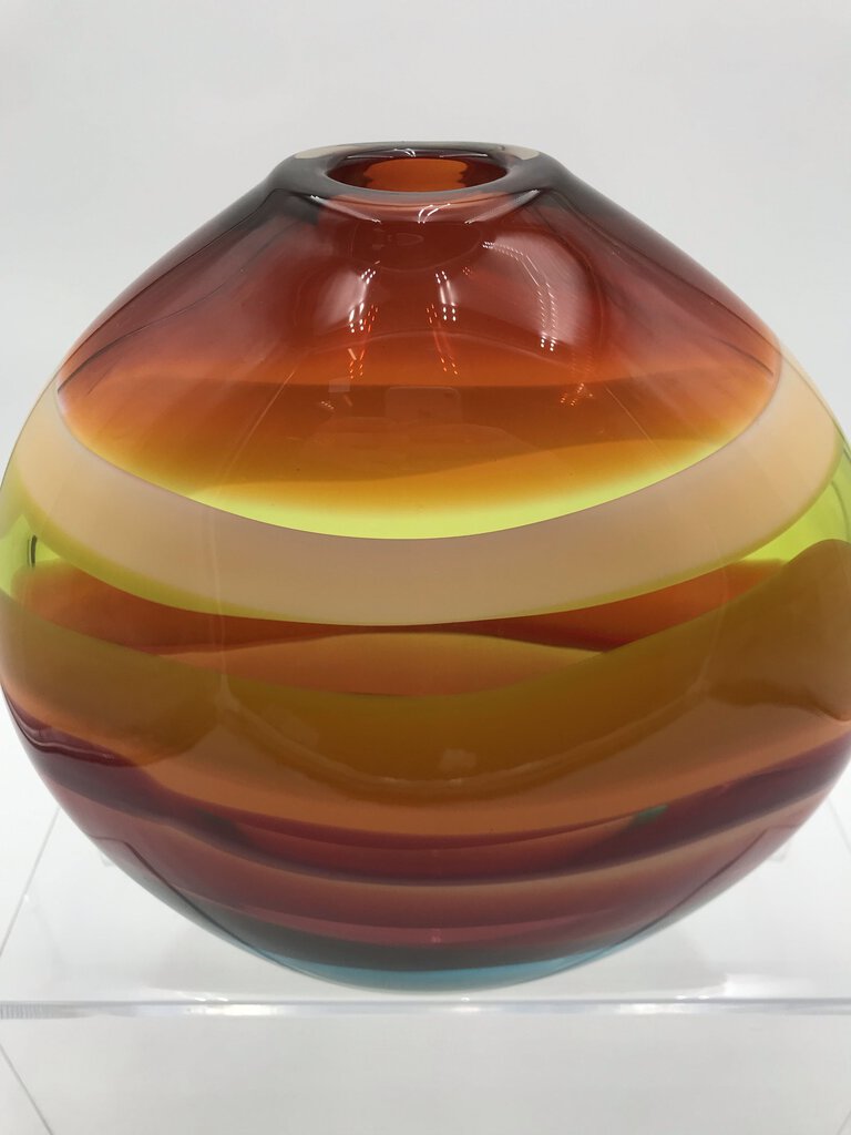 Caleb Siemon Hand Blown Banded Orb Pendant