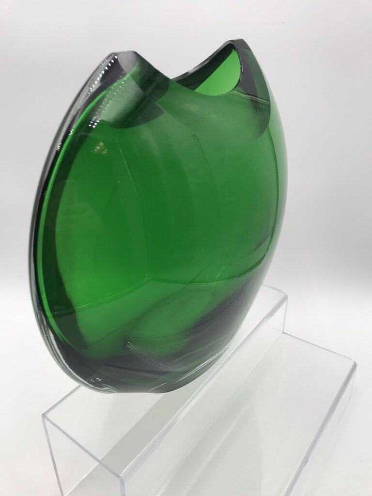 AV Mazzega Murano Blown Glass Emerald Vase