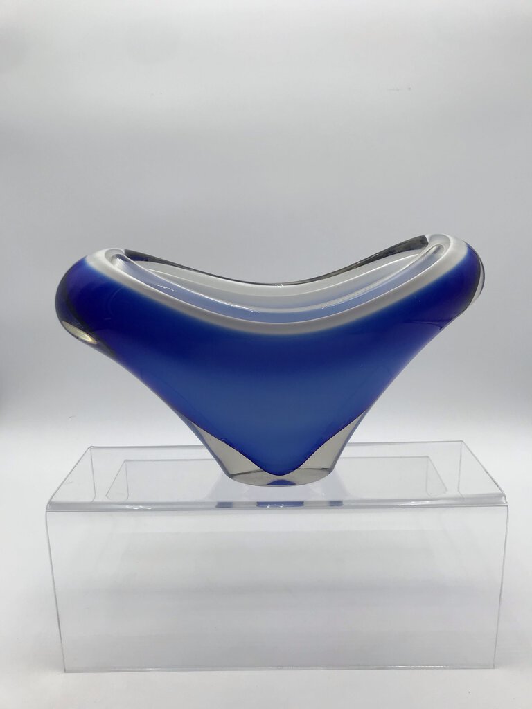 Vintage Kedelv Flygfors Cobalt Blue Glass Bowl