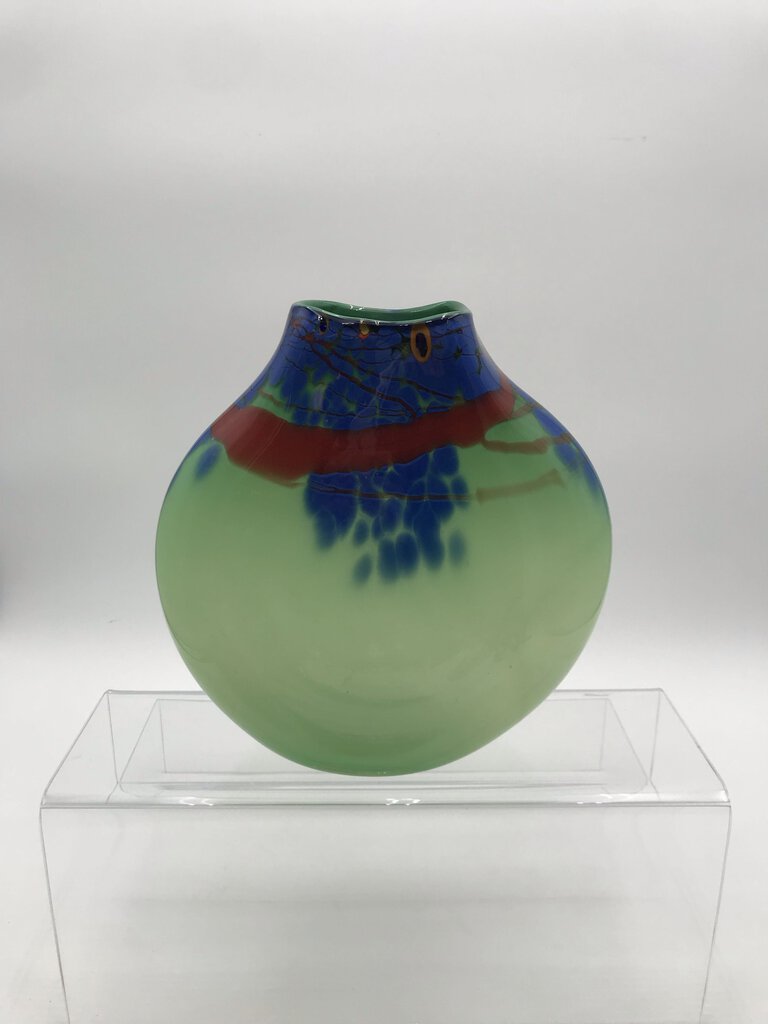 Timothy Hall Blue/Green Hand Blown Glass Vase