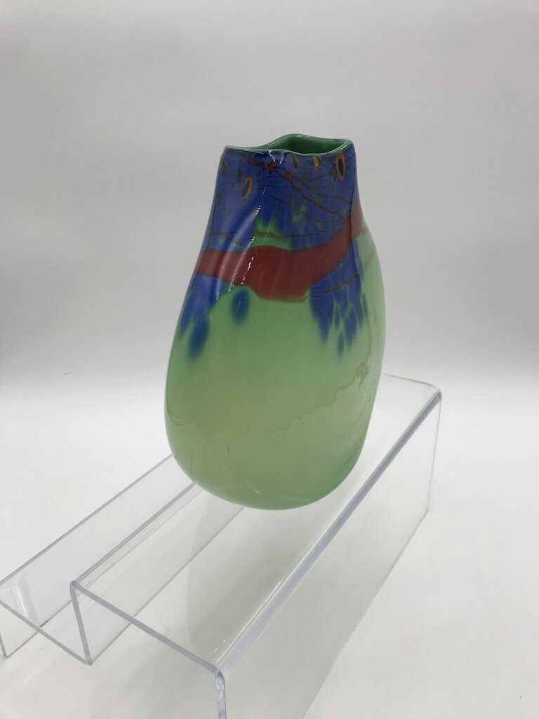 Timothy Hall Blue/Green Hand Blown Glass Vase