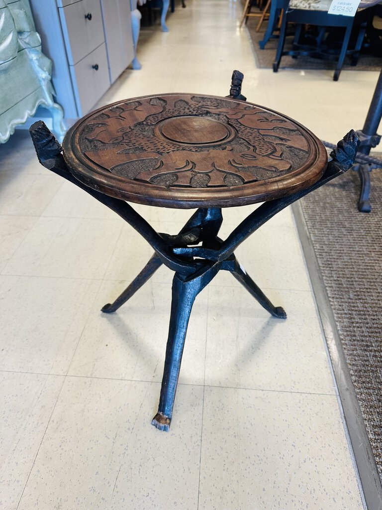 Carved African Side Table 18x20