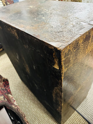 3rd quarter 19th century, vernacular style, black lacquered and hand painted, double door cabinet from Japan.