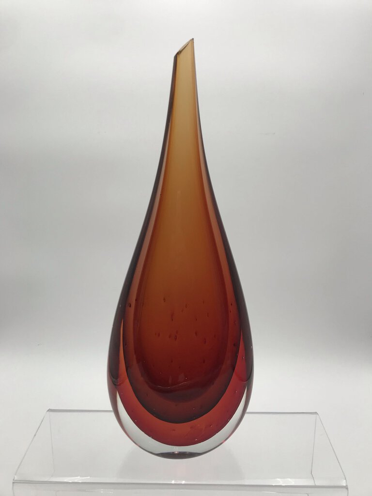 Murano Sommerso Orange Glass Vase Signed Signoretto