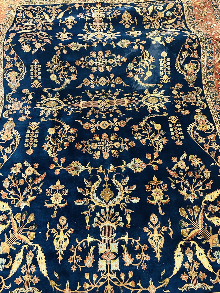 Persian Hand Knotted Wool Sarouk Rug 108 x 144