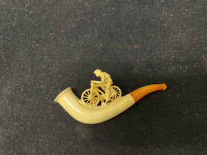 Early 20th C.U. Bernstein Echter Meerschaum Bone Bicycle Rider Pipe in Case