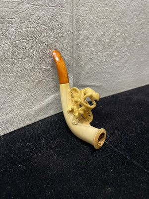 Early 20th C.U. Bernstein Echter Meerschaum Bone Bicycle Rider Pipe in Case