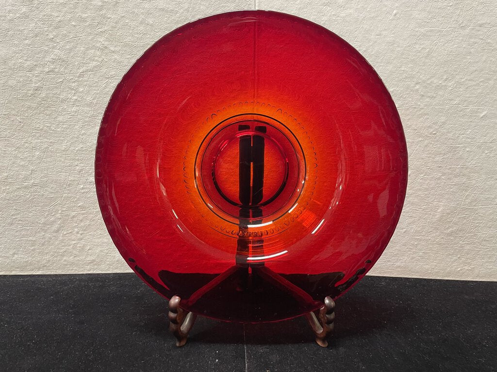 Ruby Red Decorative Molded Glass Bowl