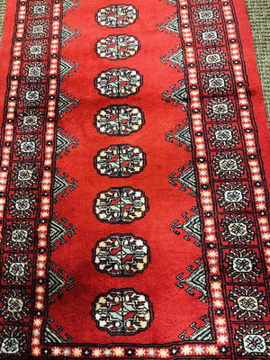 Pakistani Bukhara Wool Runner Rug 30 x 118