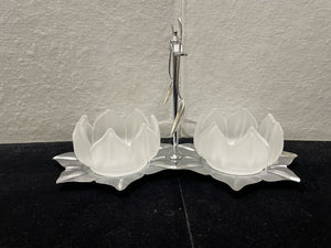 Krome Kraft Faber Brothers Chrome, Frosted Tulip Cups, and Silver Spoon Sauce Caddy (5 Pcs)