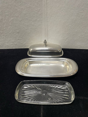 Rogers Brothers Silver Plate #987 Lidded Butter Dish with Glass Insert