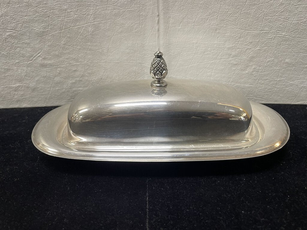 Rogers Brothers Silver Plate #987 Lidded Butter Dish with Glass Insert