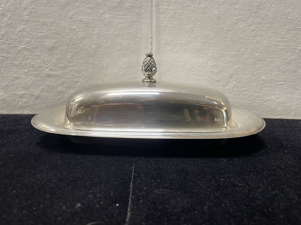 Rogers Brothers Silver Plate #987 Lidded Butter Dish with Glass Insert