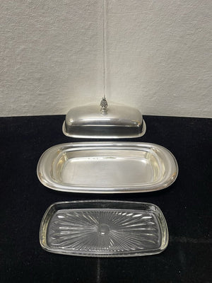 Rogers Brothers Silver Plate #987 Lidded Butter Dish with Glass Insert