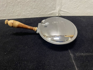 Krome Kraft Faber Brothers Nickle Plate Steel Butlers Crumb Catcher w/ Vintage Flask Crumb Brush