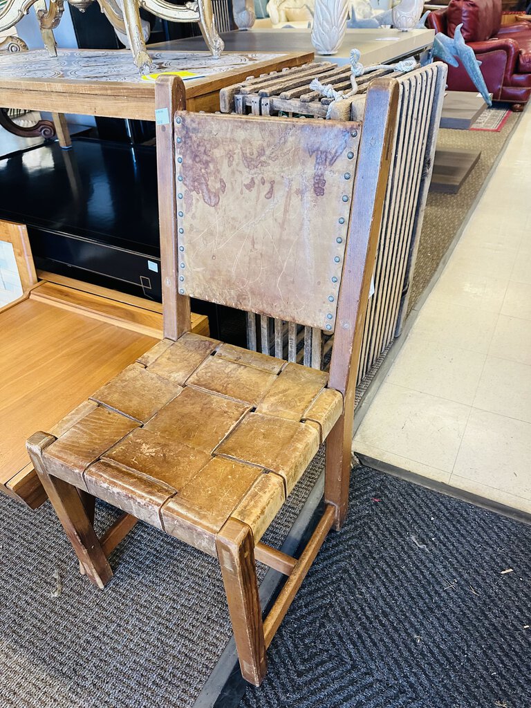 Leather Woven Dining Chair