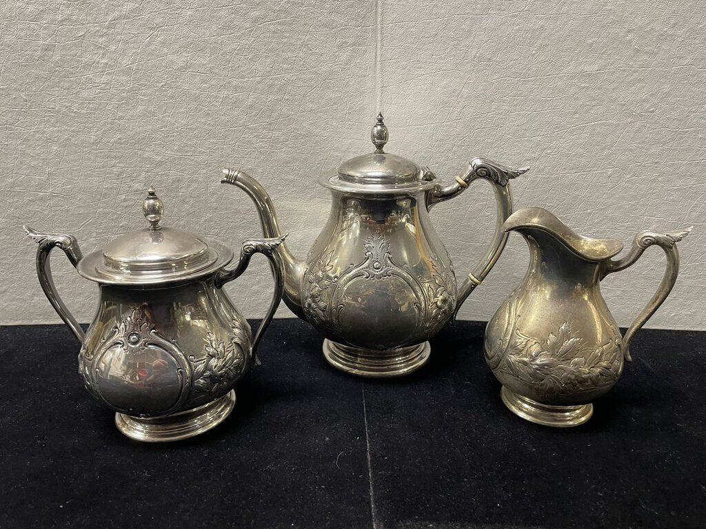 K and R S.F. Cal Silver Plate Tea Service 3 Pcs Set