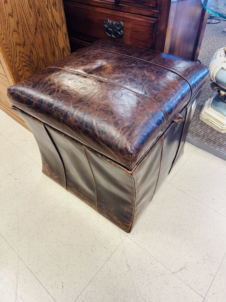 Leather Storage Ottoman 19x19x19