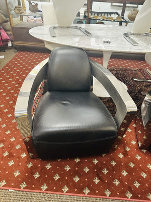 H D Buttercup Swivel Leather Lounge Chairs (pair)