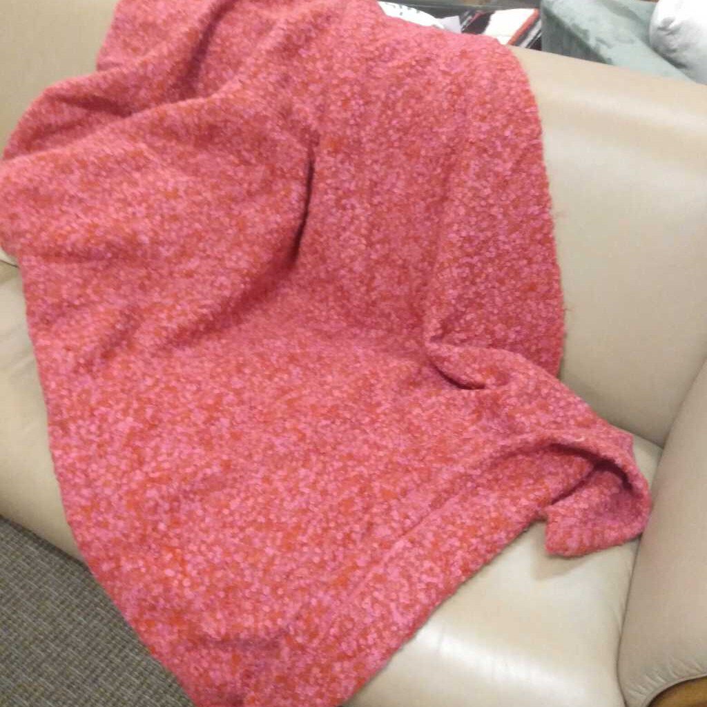 Mohair Blend Red Pink Throw Blanket