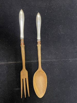 American Sterling Handle Acacia Wood Salad Tong Set (2 Pcs)