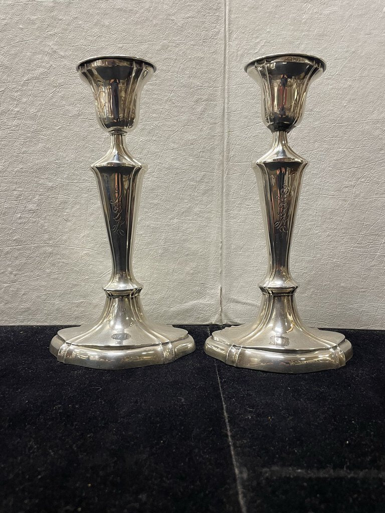 Edwardian Style Silver Plate Candle Stick Holders (PAIR)