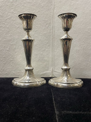 Edwardian Style Silver Plate Candle Stick Holders (PAIR)