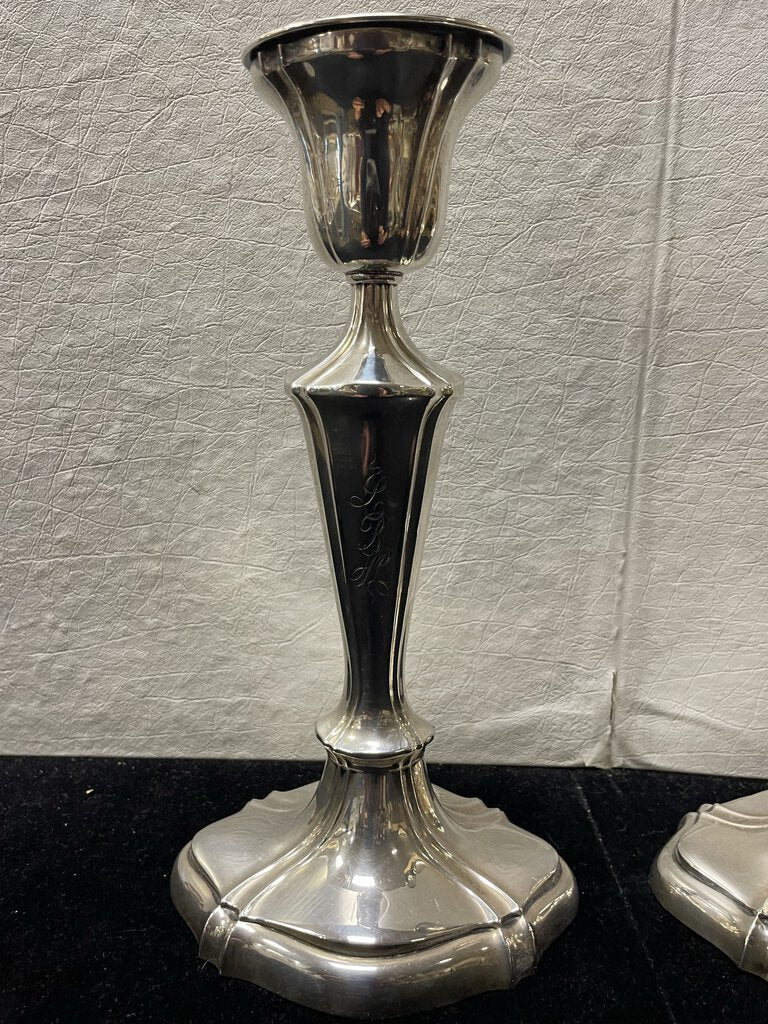 Edwardian Style Silver Plate Candle Stick Holders (PAIR)