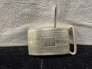 Vintage Hand Hammered Sterling Silver Belt Buckle Monogrammed SVB