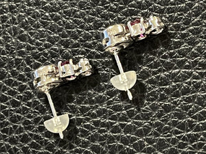 Diamond & Ruby Earrings Set in White Gold 3.30g E/R's Pt SXP/TXLP