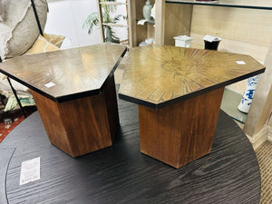 G. Urso Italian Etched Brass Top Side Tables (pair)