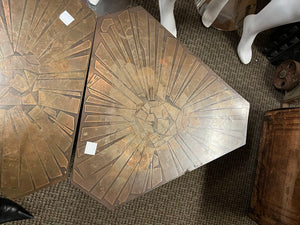 G. Urso Italian Etched Brass Top Side Tables (pair)