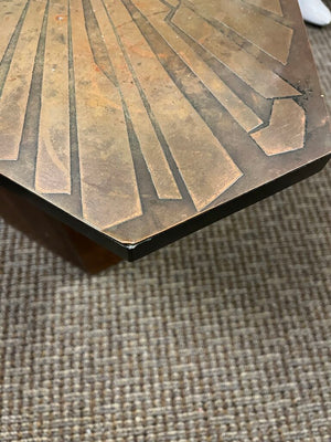 G. Urso Italian Etched Brass Top Side Tables (pair)