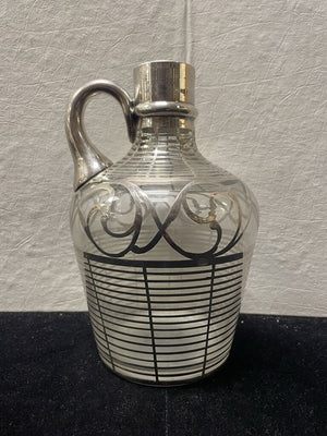 Vintage Sterling Silver Overlay Glass Wine Jug (No Stopper)