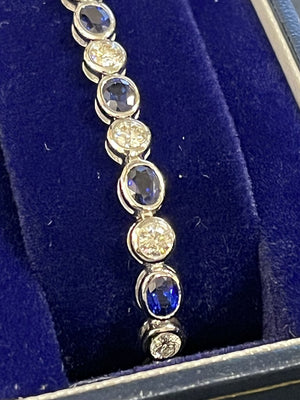 Sapphire & Diamond Bracelet 18k White Gold 120g