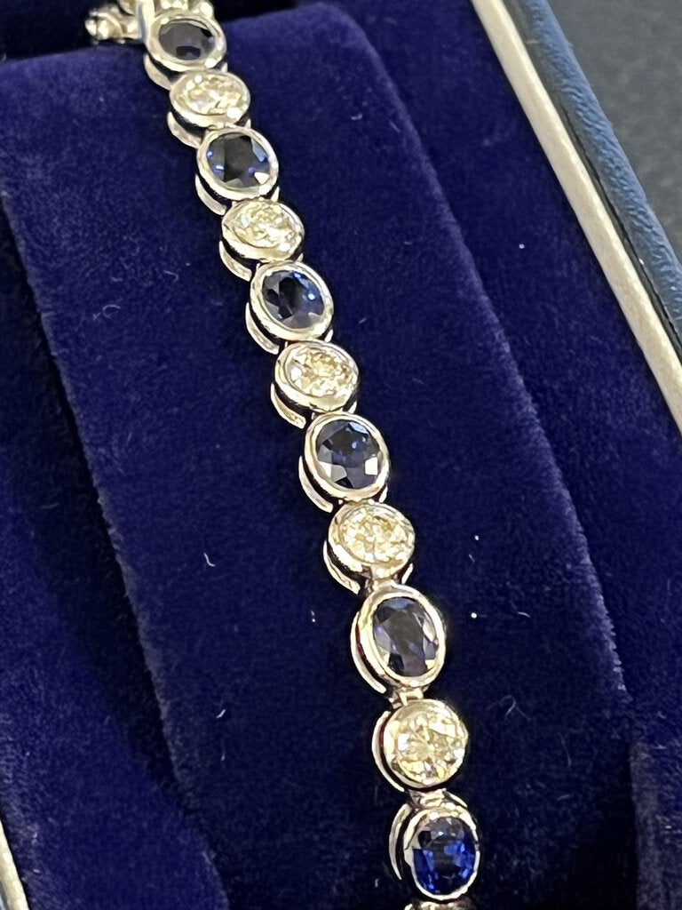 Sapphire & Diamond Bracelet 18k White Gold 120g