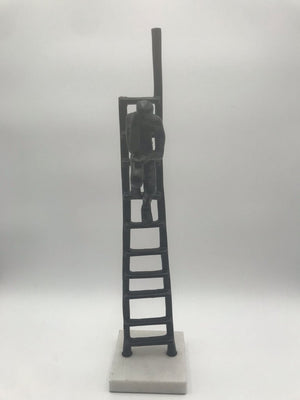 Cast Iron Thinking Man on Ladder